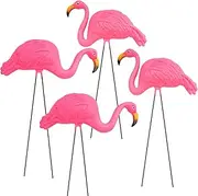GiftExpress Pink Flamingos Yard Decorations - 4 Pack Extra Large 24" Tall Plastic Flamingo Statue w/Metal Stakes - Lawn Ornaments & Garden Decor for Outdoor Parties