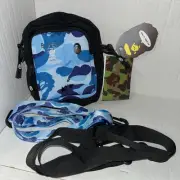 A Bathing Ape Shoulder Bag Crossbody BLUE ABC Camo BAPESTA Camouflage BAPE New