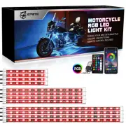 RGB LED 12X Motorcycle Light Strips Under Glow Neon Lights Kit Bluetooth/RF/IR