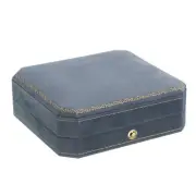 Necklace Storage Ring Case Box Lake Blue Cuboid 3.7x3.5x1.2 Inch Paper Velvet