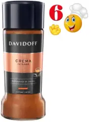 6 PACK - DAVIDOFF CREMA INTENSE Smooth & Rounded 100gr Instant Coffee in Glass