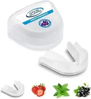 GAME GUARD Boil & Bite Flavoured Mouth Guard/Gum Shield – Mouldable Mouthguard/gumshields - Junior/Kids/Childrens/Youth - CE Approved, School Sports, Rugby, Hockey (Blackcurrant Flavour - Clear)