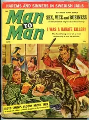 MAG: Man To Man Magazine June 1960-VIOLENT WOLF ATTACK-GIRL FIGHT ART VG