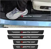 NHHC 4Pcs Car Door Sill Protector,Sport Carbon Fiber Threshold Anti-Scratch Sticker Door Edge Protection Decorate,Auto Interior Accessories Self-Adhesive Anti-Scratch (White/Sport)