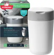 Twist and Click Nappy Bin, 1 Refill Cassette, Odour & Germ Locking, White