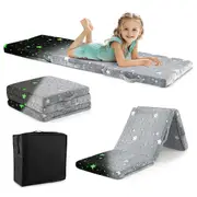 Giantex Glow In The Dark Tri-Folding Nap Mat w/Washable Flannel Cover Grey