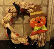 Autumn Accents Harvest Wreath Scarecrow Black Crows New