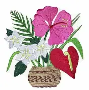 Aloha Bouquet Embroidered Iron on/Sew patch [7.8" 7.6"]