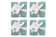 16pc Tommy Bahama 33x33cm Washed Pebble Face Washer Drying Towel Ice Blue Aqua