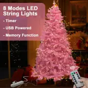 7.5ft Pink Christmas Tree wit USB LED String Lights 1000 Branch Tips Decor Tree