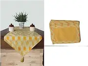Dekor World 9 Piece Cotton Pochampaaly Weave Ikat Printed Collection Table Runner (Yellow, Table Runner-33x240 cm; Place Mat 33x47cm)-8 Seater for Dining & Center Table
