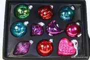 Set of 10 Glass Ornaments Balls Bird Heart Target 3" 1/2 Holiday Xmas Decor