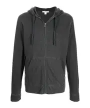 James Perse Vintage French Terry Zip-Up Hoodie 1,2 Black