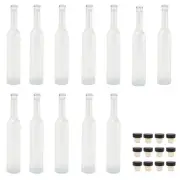 12X 500ml Frosted Tall Boy Whiskey Bottles- Glass Cork & Extra Black Cork