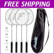 Family-Friendly Badminton Racket Set - Includes 4 Rackets & Nylon Shuttlecocks
