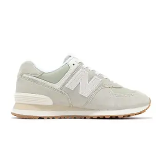 【NEW BALANCE】休閒鞋 574 女鞋 綠 白 麂皮 拼接 緩震 經典 NB 運動鞋(WL574QD2-B)