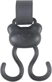 Baby Strollers Hook - Cartoon Bear Adjustable Loop Fastener | Double Carabiner Clip | Non-Slip Stroller Hooks | Outdoor Stroller Accessories | Travel Supplies for Diaper Bag