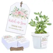 100 pack Watercolor Floral Favor Tags w/String Watch Me Grow, Baby Shower Tag