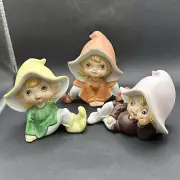 VTG HOMCO Elf Pixie Set Of 3 Figurines Home Interior # 5213 Porcelain Bisque