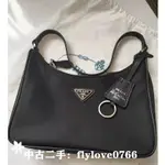 全場免運 PRADA HOBO 黑色尼龍銀三角牌單把手提包腋下包麻將包 RE-EDITION 2000 1NE515