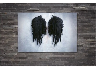 Banksy Black Angel Wing Canvas Wall Art Home Decor FRAMED