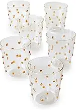 Zafferano Party Glasses Set Made of Borosilicate Glass in Polka Dot Design (Gold)