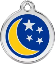 Red Dingo Moon & Stars Dark Blue Tag - Lifetime Guarantee - Cat, Dog, Pet ID Tag