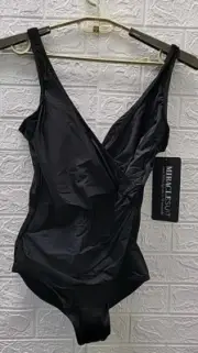 New MIRACLESUIT Black Must Haves Oceanus One Piece Swimsuit Size 16