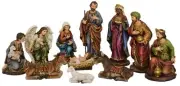 12 in H Nativity &Three Wise Men 11 Pcs Set Resin Statue Holiday Christmas Decor