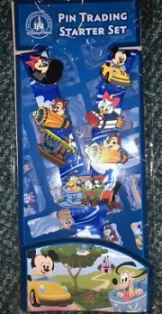 DISNEY PIN TRADING STARTER LANYARD CARS STITCH DONALD PLUTO GOOFY CHIP DALE LOT