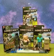 MINECRAFT MOVIE FIGURE SET OF 4,GARRETT, ZOMBIE, ENDERMAN,PIGLIN WARRIOR MATTEL