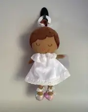 Baby Starters Doll Plush 12” Soft Stuffed Doll in White Dress Silver Shoes Lovey