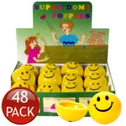 48 x Dome Popper Smiley Face Push Fly Poppers Kids Novelty Toy Party Filler 45mm