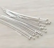 50x 26 gauge 925 sterling silver round ball dot headpin head pin 1.5" F23s