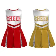 Girls Cheerleader Costume School Uniform Dress Cheerleading Fancy Dress Up Set