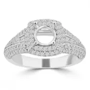 1.27 ct Ladies Round Cut Diamond Semi Mounting Engagement Ring 14 kt White Gold