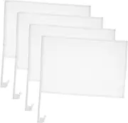ETHZZLE 4pcs Car Decoration Waving Flag Blank Car Flags Soccer Referee Flags Car Window Flag Stick Blank Signal Flags Make Your Own Flag Fan Custom Signs Blank Flags White Plastic