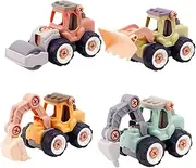 Toyvian 4pcs Detachable Engineering Vehicle Toys for Boys and Girls Assembly Construction Trucks Color Recognition Imagination Development Educational for Toddlers Age