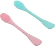 CRILSTYLEO Double-ended Facial Cleansing Brush Set Silicone Face Brush for Deep Pore Cleanse Exfoliation