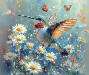 Hummingbird floral Art Mouse Pad Computer Gift Bird Watcher Lover Butterflies
