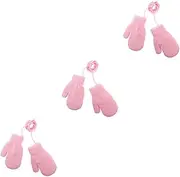 [LIFKOME] 3pairs Knitted Gloves for Boy Girl Warm and Windproof Mittens for Boys and Girls Fleece-lined for Outdoor Use for Daily Wear and Parties