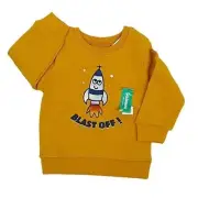 Garanimals Sweatshirt Crew Neck Space Rocket Blast Off Yellow Baby Boy 18 Months