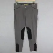 Devon Aire Riding Breeches Size 30 Grey Signature Woven Breech Knee Patch