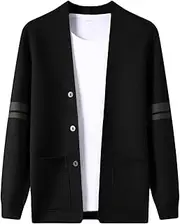 [Kaxiya2021] Men?s Contrast Color Cardigan Pockets Cashmere Wool Blend Buttons Sweater Classic Stylish V Neck Knitwear Cardigan