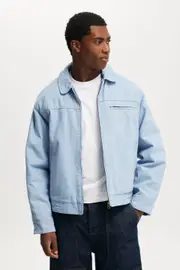 [Cotton On Men] Cotton On Men - Cropped Canvas Harrington - Washed blue 2XL WASHED BLUE