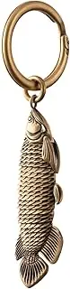 [COPPERTIST.WU] Arowana Fidget Keychain Brass Fish Key Chain w Keyring Novelty Gifts for Men Women Car Key Decor, Brass