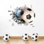 29.5x27.4 Inch 3D Football Wall Sticker Set, 2 Sheets Soccer Decals for Boys Room, PVC Self-Adhesive Soccer Wallpaper Sport Posters Wall Art Decor for Kids Bedroom Home Party Birthday Decoration