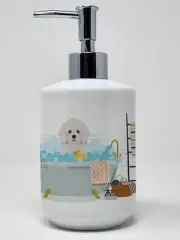 Bichon Frise Ceramic Soap Dispenser Hand Soap Dispenser Pump Bottles for