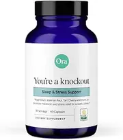Natural Sleep Aid Without Melatonin - Stress Relief Herbal Blend - Organic Magnesium, Valerian Root, Lemon Balm, Tart Cherry, Passion Flower Sleep Supplement - 1 Month Supply, 60 Capsules