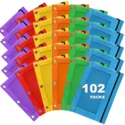 Pencil Pouch for 3 Ring Binder, 102 Pack Bulk Pencil Bags with Zipper, 6 Colo...